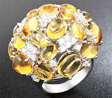 Впечатляющее cеребряное кольцо с цитринами Серебро 925