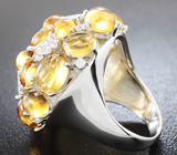 Впечатляющее cеребряное кольцо с цитринами Серебро 925