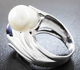 Эффектное серебряное кольцо с жемчугом Серебро 925
