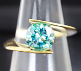 Золотое кольцо с сине-зеленым муассанитом 2,01 карат Золото