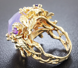 Золотое кольцо с лавандовым аметистом 12,1 карат и пурпурными аметистами Золото