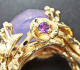 Золотое кольцо с лавандовым аметистом 12,1 карат и пурпурными аметистами Золото