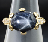 Золотое кольцо со звездчатым сапфиром 6,76 карат Золото