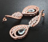 Эффектные крупные серебряные серьги с топазами Серебро 925