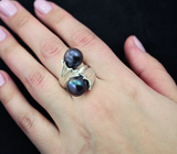 Стильное серебряное кольцо с цветным жемчугом Серебро 925