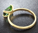 Золотое кольцо с великолепным неоново-зеленым турмалином 1,31 карат Золото