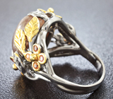Серебряное кольцо с рутиловым кварцем и сапфирами Серебро 925