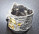 Серебряное кольцо с кристаллическим черным опалом, цаворитом и танзанитом Серебро 925