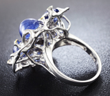 Серебряное кольцо с синими сапфирами и цаворитами Серебро 925