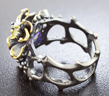 Серебряное кольцо с синим сапфиром и перидотами Серебро 925