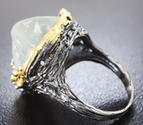 Серебряное кольцо с грубообработанным аквамарином и родолитом Серебро 925