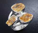 Серебряное кольцо с грубо-обработанными цитринами Серебро 925