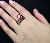 Серебряное кольцо cо звездчатым рубином и сапфирами Серебро 925