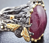 Серебряное кольцо с рубином и топазами Серебро 925
