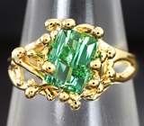 Золотое кольцо с великолепным неоново-зеленым турмалином 1,55 карат Золото