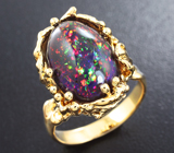 Золотое кольцо с роскошным кристаллическим черным опалом 4,85 карат Золото