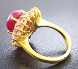 Превосходное серебряное кольцо с рубином и сапфирами Серебро 925