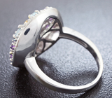 Серебряное кольцо с аметистами и голубыми топазами Серебро 925