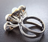 Серебряное кольцо с кристаллическими эфиопскими опалами и жемчужиной Серебро 925