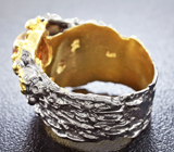 Серебрняое кольцо с кристаллическим эфиопским опалом и мозамбикскими гранатами Серебро 925
