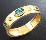 Золотое кольцо с александритами 0,5 карат и бриллиантами Золото