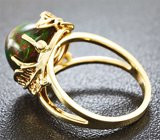 Золотое кольцо с кристаллическим черным опалом 4 карат Золото