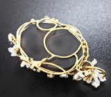 Кулон с крупным черным турмалином, голубыми и синими сапфирами