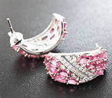 Прелестные серебряные серьги с розовыми турмалинами Серебро 925