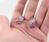 Прелестные серебряные серьги с розовыми турмалинами Серебро 925