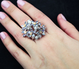 Серебряное кольцо с танзанитами, голубыми топазами и сапфирами Серебро 925