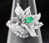 Прелестное серебряное кольцо с изумрудом Серебро 925