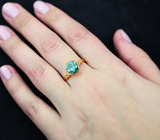 Золотое кольцо с сине-зеленым муассанитом 1,39 карат Золото