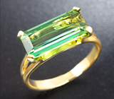 Золотое кольцо с превосходным зеленым турмалином 3,89 карат Золото