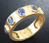 Золотое кольцо с ярко-синими сапфирами 1,2 карат Золото