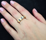 Золотое кольцо с ярко-синими сапфирами 1,2 карат Золото
