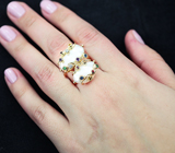 Золотое кольцо с жемчугом барокко 17,35 карат и разноцветными сапфирами Золото
