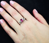 Изящное серебряное кольцо с родолитом Серебро 925