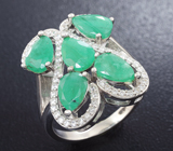 Замечательное серебряное кольцо с изумрудами Серебро 925