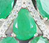 Замечательное серебряное кольцо с изумрудами Серебро 925