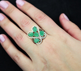 Замечательное серебряное кольцо с изумрудами Серебро 925