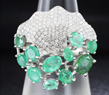 Превосходное серебряное кольцо с изумрудами Серебро 925