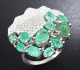 Превосходное серебряное кольцо с изумрудами Серебро 925