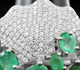 Превосходное серебряное кольцо с изумрудами Серебро 925