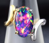 Кольцо c кристаллическим черным опалом