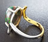 Кольцо c кристаллическим черным опалом