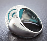 Оригинальное серебряное кольцо с бирюзой и бриллиантовыми акцентами Серебро 925