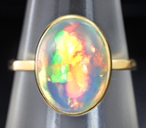 Золотое кольцо с кристаллическим эфиопским опалом 3,15 карат Золото