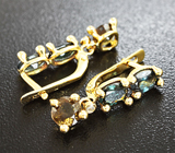 Золотые серьги с гранатами со сменой цвета 3,77 карат и бриллиантами Золото