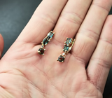 Золотые серьги с гранатами со сменой цвета 3,77 карат и бриллиантами Золото