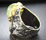 Серебряное кольцо с пренитом и изумрудом Серебро 925